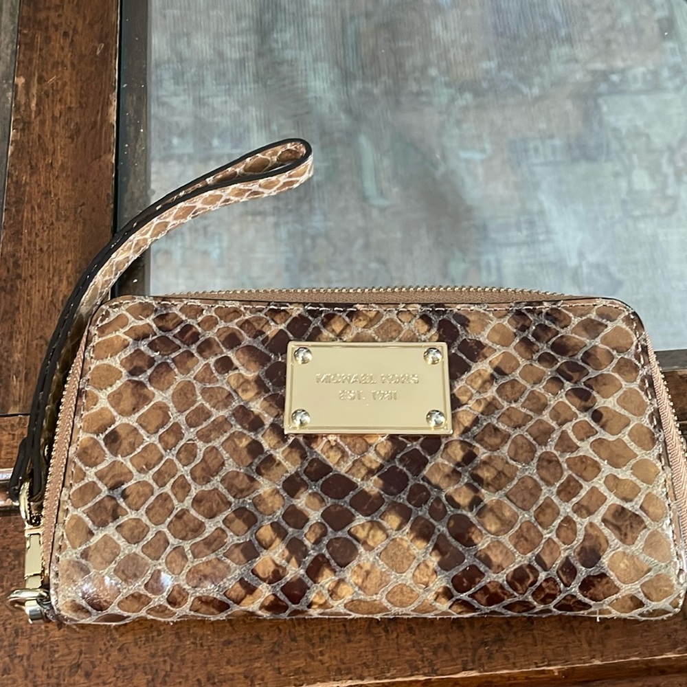 Faux snake print Michael Kors wristlet